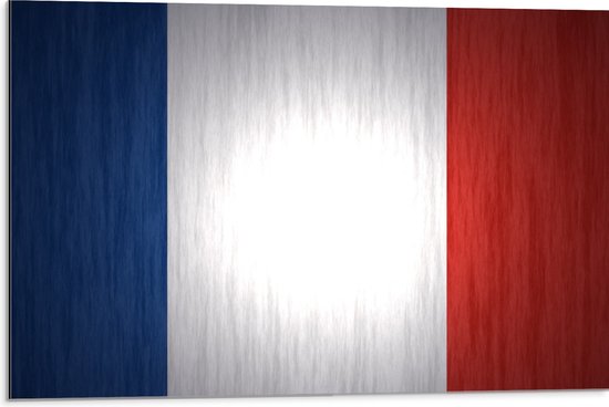 Dibond - Franse Vlag - 75x50 cm Foto op Aluminium (Met Ophangsysteem)