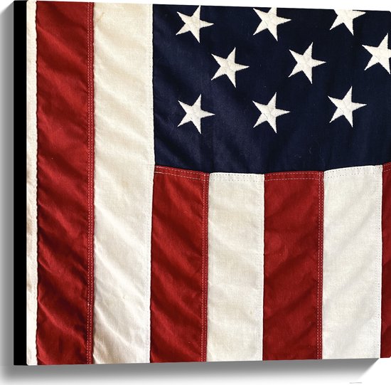 Canvas - Amerikaanse Vlag - 60x60 cm Foto op Canvas Schilderij (Wanddecoratie op Canvas)