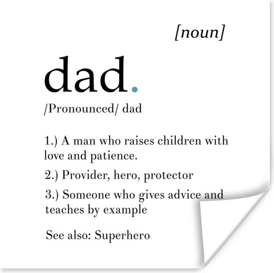 Poster Spreuken Papa definitie Quotes Dad 50x50 cm Vaderdag