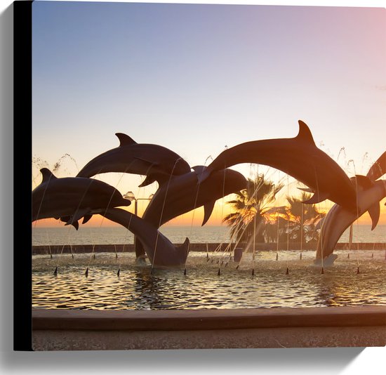Canvas - Monument to the Continuity of Life van Springende Dolfijnen in Mexico - 40x40 cm Foto op Canvas Schilderij (Wanddecoratie op Canvas)