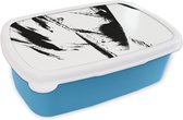 Broodtrommel Blauw - Lunchbox - Brooddoos - Verf - Zwart - Abstract - 18x12x6 cm - Kinderen - Jongen