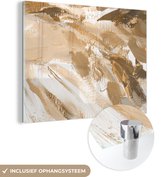 MuchoWow® Glasschilderij 160x120 cm - Schilderij acrylglas - Verf - Bruin - Grijs - Foto op glas - Schilderijen