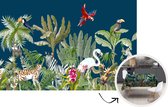 Tafelkleed - Tafellaken - 220x150 cm - Jungle - Planten - Dieren - Kinderen - Flamingo - Zebra - Binnen en Buiten