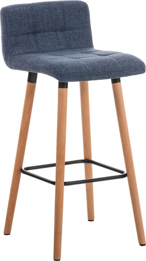 Luxe barkruk - Ergonomisch - Met rugleuning - Set van 1 - Barstoelen voor keuken of kantine - Polyester - Blauw - Zithoogte 75cm