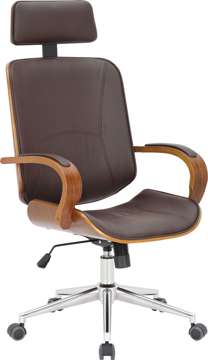 Deluxe XL Bureaustoel Igino - Kunstleer - Bruin - Ergonomisch - in hoogte verstelbaar