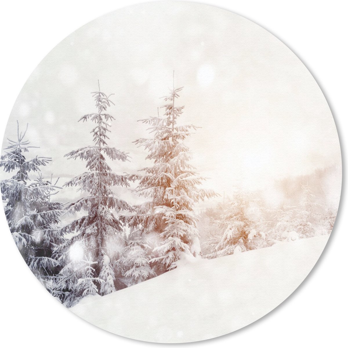 Muismat rond 50x50 cm - Mousepad Boom - Sneeuw - Winter - Ronde muismatten