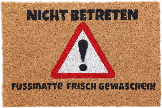 Relaxdays Deurmat 'nicht betreten' - kokosmat met Duitse tekst - 40 x 60 cm - antislip