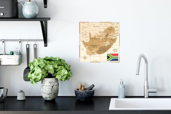 Muursticker Illustration Afrique du Sud - Illustration ancienne carte de Afrique du Sud - 30x30 cm - film adhésif autocollant - sticker mural repositionnable