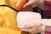 Broodtrommel Wit - Lunchbox - Brooddoos - Marmer - Roze - Lijn - 18x12x6 cm - Volwassenen
