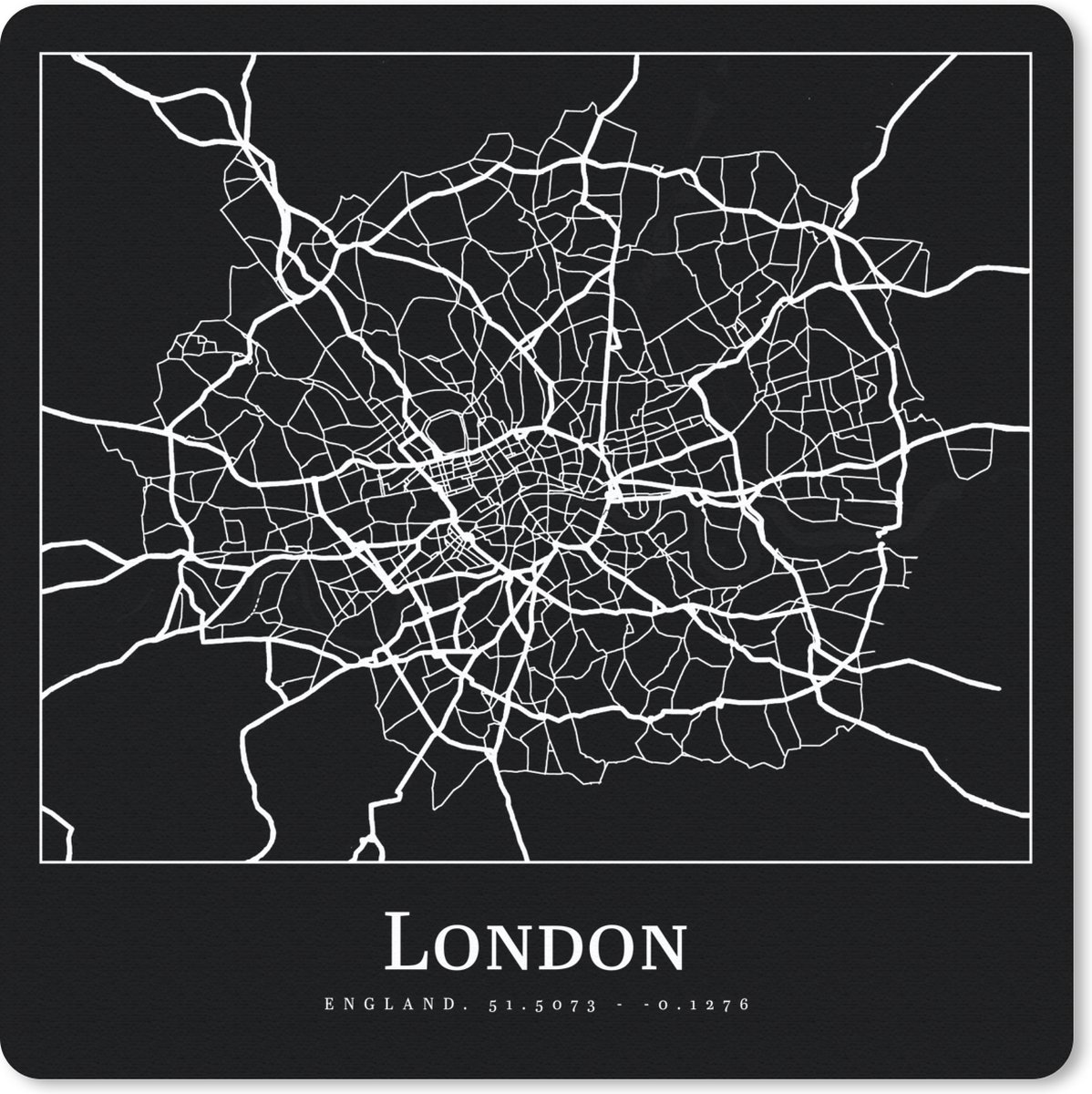 Muismat 20x20 cm - Mousepad Kaart - Stadskaart - Londen - Plattegrond - Muismatten - Stadskaart