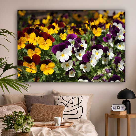 Toile Peinture Violettes Colorées - 180x120 cm - Décoration murale XXL