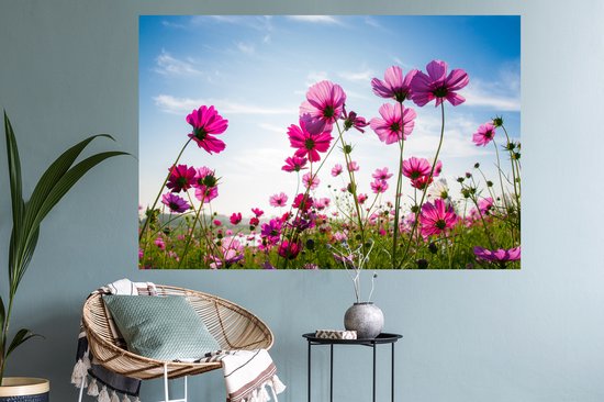 Muurstickers - Sticker Folie - Bloemen - Roze - Cosmea - 120x80 cm - Plakfolie - Muurstickers Kinderkamer - Zelfklevend Behang - Zelfklevend behangpapier - Stickerfolie