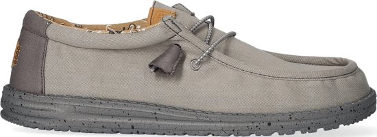 HEYDUDE Wally Washed Canvas Heren Instapper Charcoal
