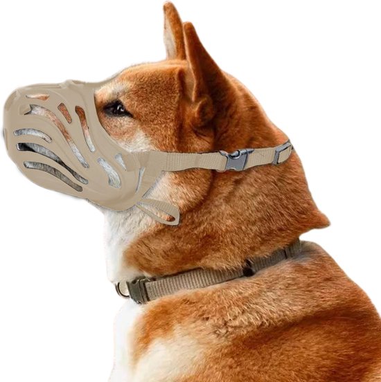 WPPQWP Muilkorf voor honden, muilkorf voor grote, middelgrote en kleine honden, zacht netmasker, maakt hijgen en drinken, stelt bijten, blaffen en eten aan, instelbare lengte (S