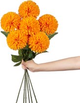 10 cm grote kunstbloemen, hortensia, met 63 cm lange steel, 6 stuks oranje kunsthortensia, kunststof bloemen, hortensia voor bruiloftsdecoratie, woondecoratie, kantoor, tuinfeestdecoratie, bloemstuk