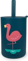 Youly® Rietjesbeker Flamingo - Drinkbeker Kinderen - Kinderservies - Baby Cadeau - Velige Drinkbeker - Marine Blauw - 160 ml