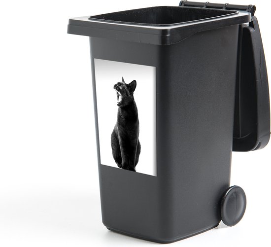 Container sticker Gapende zwarte kat - zwart wit - 40x60 cm - Kliko sticker