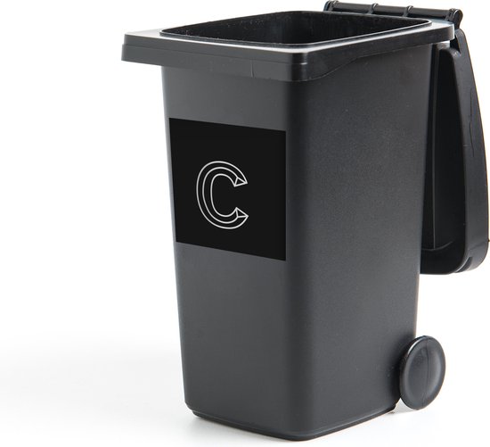 Container sticker Een illustratie van de letter C op een blauwe achtergrond - zwart wit - 40x40 cm - Kliko sticker