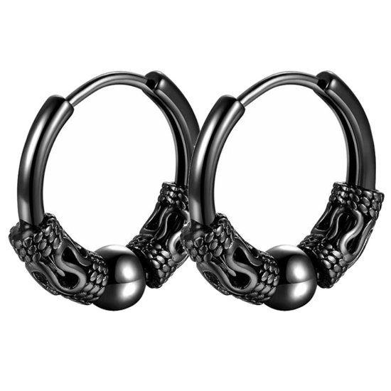 Fako Bijoux® - Boucles d'oreilles d'Oreilles Punk Gothique Vintage - Acier Inoxydable - Venice - 16mm - Zwart