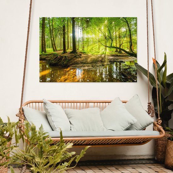Affiche de jardin - Toile de jardin - Posters de jardin extérieur - Forêt - Paysage - Water - Arbres - Soleil - Vert - Nature - 120x80 cm - Jardin