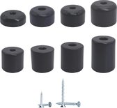 Set van 8 zwarte meubelpoten Marcopol - Hoogte 25 mm - Rond Ø 50 mm - Materiaal: Kunststof - Inclusief schroeven
