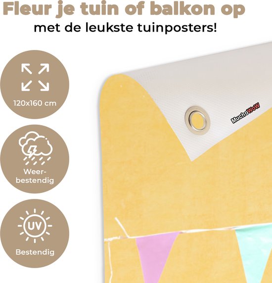 Décoration murale extérieure Drapeaux - Fête - Jaune - Coloré - 120x160 cm - Toile de jardin - Affiche extérieure