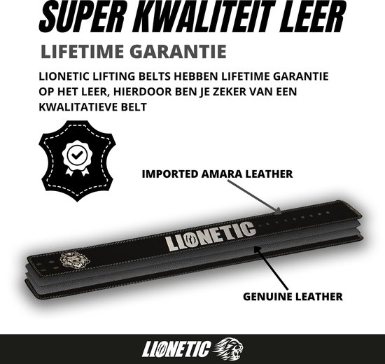 Lionetic Lifting Belt - Powerlifting Lever Belt - Powerliftig Riem - Halterriem - Lever Belt - Powerlifting/Bodybuilding - Krachttraining Accessoires – Lionetic Evolution – S - Lionetic