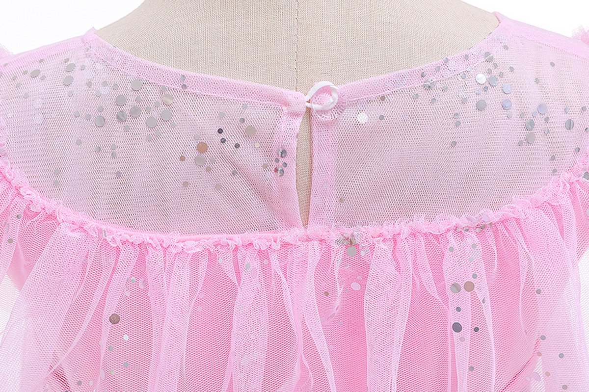 Joya Kids® Roze Prinses Jurk | Luxe Verkleedjurk | Prinsessenjurk Meisje | Verkleedkleren Meisje | Prinsessen Verkleedkleding | Carnavalskleding Kinderen | Roze | Maat 140 | Cadeau Meisje Sinterklaas — afbeelding 9