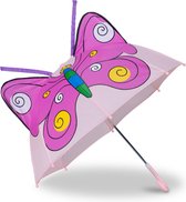 relaxdays parapluie enfant animaux - parapluie enfant fille et garçon - housse de pluie enfants papillon