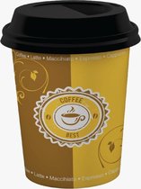300 stuks - Koffiebeker - Kartonnen beker -met Deksel - 7oz - 180cc