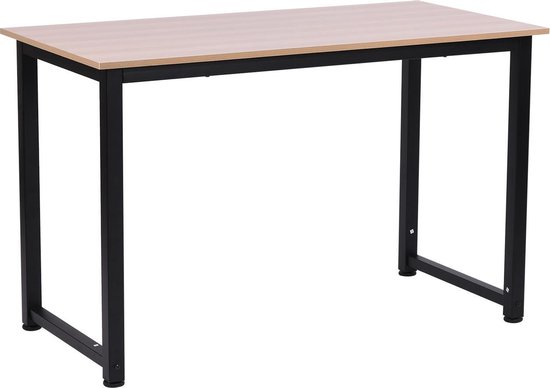 Bureau De Table Informatique En Mdf Métal 120x60 Cm Noir Et Blanc