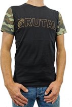 BRUTAL® T Shirt Heren Zwart Camouflage - Ronde Hals - Korte Mouw - Met Print - Met Opdruk - Maat S