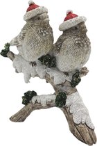 Clayre & Eef Decoratie Beeld Vogel 13*6*11 cm Grijs Polyresin Decoratief Figuur Decoratieve Accessoires Woonaccessoires