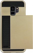 ADEL Kunststof Back Cover Hardcase Hoesje Geschikt voor Samsung Galaxy S9 - Pasjeshouder Goud