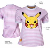 PokÃ©mon - Pikachu gestreept dames T-shirt roze/wit - L