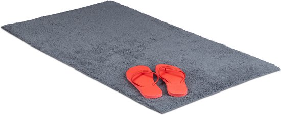 tapis de bain relaxdays, différentes tailles, aussi pour chauffage au sol, lavable, gris 60x100cm