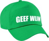 Geef wijn fun pet groen voor dames en heren - geef wijn baseball cap - carnaval fun accessoire