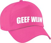 Geef wijn fun pet roze voor dames en heren - geef wijn baseball cap - carnaval fun accessoire