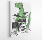 Rock star dinosaur illustration for kid t shirt and other uses - Modern Art Canvas -Vertical - 641585788 - 115*75 Vertical