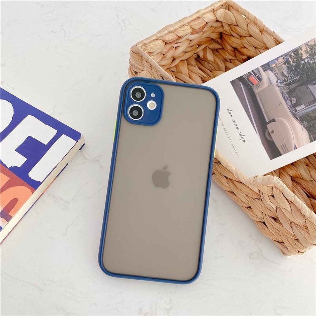 iPhone 12 Pro - Mat Transparent Navy Blue cover / case / hoesje