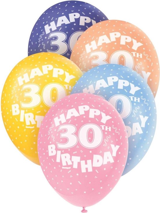 Ballonnen leeftijd 30 voor heliumvulling 5 stuks
