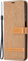 Denim Book Case - Samsung Galaxy A12 Hoesje - Bruin