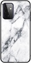 Coverup Marble Glass Back Cover - Geschikt voor Samsung Galaxy A72 Hoesje - Wit