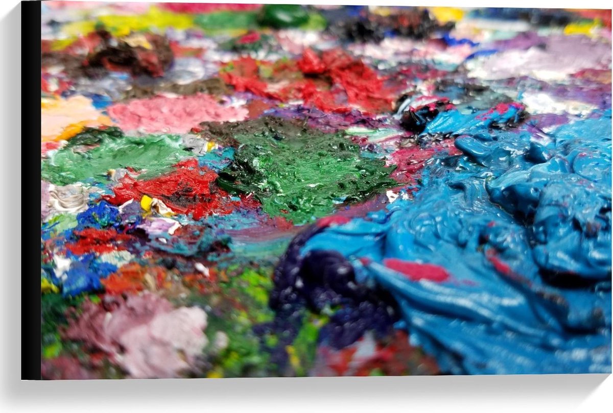 Canvas - Verf Pallet - 60x40cm Foto op Canvas Schilderij (Wanddecoratie op Canvas)
