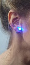 LED oorbellen - Kobalt blauw/ donker blauw - 2 paar - lampjes - knopjes