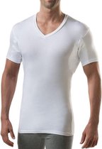 ConfidenceForAll® Heren Anti Zweet Shirt met Ingenaaide Okselpads - Katoen Regular fit - Maat S V-hals Wit
