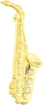 Behave® Broche saxofoon goud kleur 4 cm