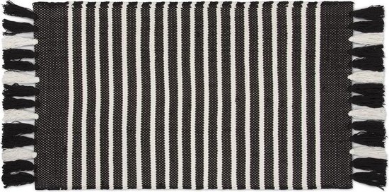 Walra Badmat Stripes & Structure - 60x100 - 100% Katoen - Antraciet / Wit