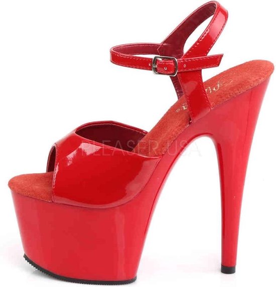 Sandale Pleaser avec bride à la cheville -45 Chaussures- ADORE-709 US 14 Rouge