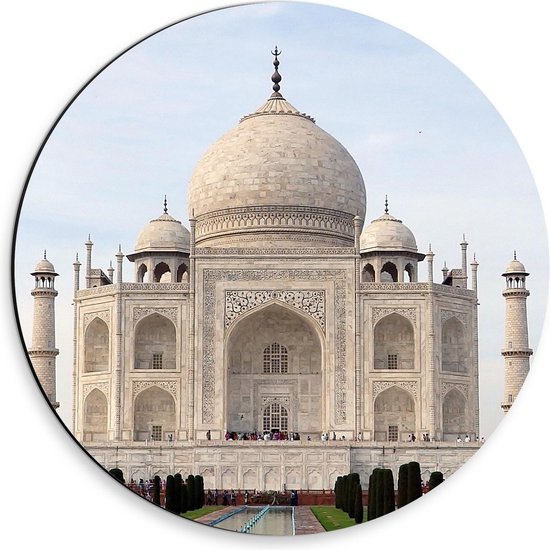 Dibond Wandcirkel - Taj Mahal  - 30x30cm Foto op Aluminium Wandcirkel (met ophangsysteem)